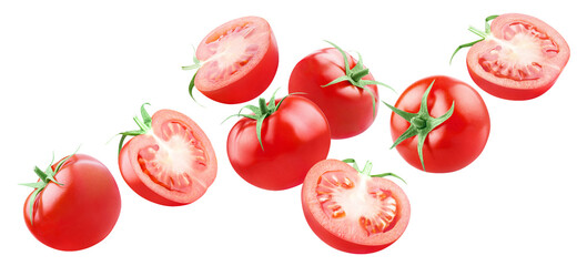 Flying delicious tomatoes, cut out