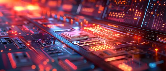 Obraz premium Control room of a tank terminal, front view, Monitoring flows, Robotic tone, Triadic Color Scheme