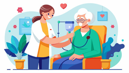 Compassionate Care: Healthcare Worker Assisting Elderly Patient, Perfect for: World Elder Abuse Awareness Day, National Caregivers Day, Healthcare facility brochures.