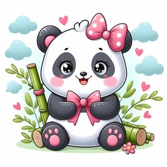 a drawing of a panda bear with big eyes and a white face panda illustration for a children's book