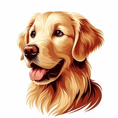 a drawing of a dog with a yellow mouth and the tongue sticking out golden retriever portrait illustr