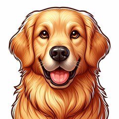 a drawing of a dog with a yellow mouth and the tongue sticking out golden retriever portrait illustr