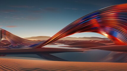 A horizontal abstract render of the Al Ula desert landscape