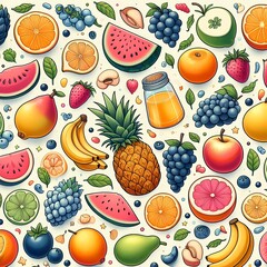 a picture of various fruits including one that says pineapple different fruits set illustration