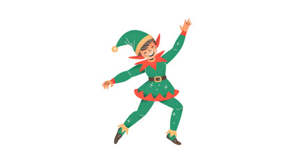 Joyful Christmas elf in a festive outfit, perfect for seasonal greeting cards and decorations.
