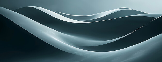 Fototapeta premium Elegant grey, black and white abstract waves creating a smooth, fluid design with dynamic curves.