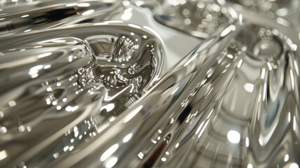 silver objects, with smooth polished surfaces creating reflections and refractions