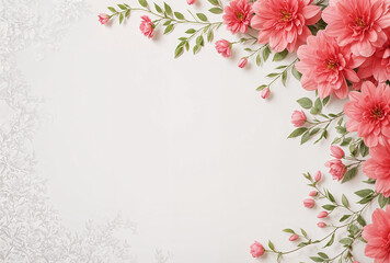 Pink flowers on a white background