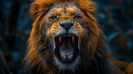 Naklejka premium lion fighing over Massai marah jungle in south africa 4K Wallpaper created by ai