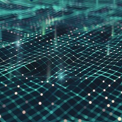Obraz premium Abstract glowing green grid