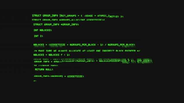 Glitching code appearing on screen, Lines of hacking code, Green lines of code glitch