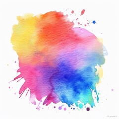 Vibrant magenta and electric blue watercolor splash on white canvas
