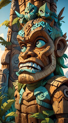 Fototapeta premium Polynesian Style Tiki Totem