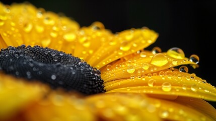 yellow petals of flower water drops on petals