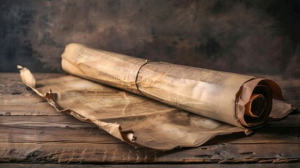 ancient torah scroll unrolled on wooden table holy scripture on worn parchment judaism concept illustration