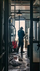 Dairy Farmer Evaluating Milk Quality in a Barn's Stainless Steel Tank