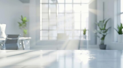 Fototapeta premium blurred modern workspace abstract white office interior with window light background photo