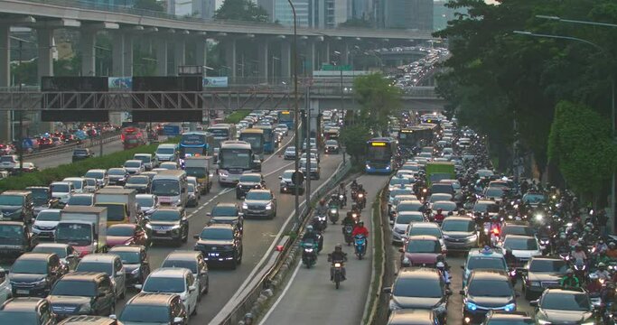 traffic jam in the afternoon. jakarta traffic