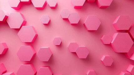 3d Refined Pentagon Shapes on Subtle Pink Background with Fine Grain