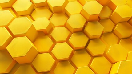 3d Intriguing Pentagon Configurations on Bright Yellow Background with Fine Grain