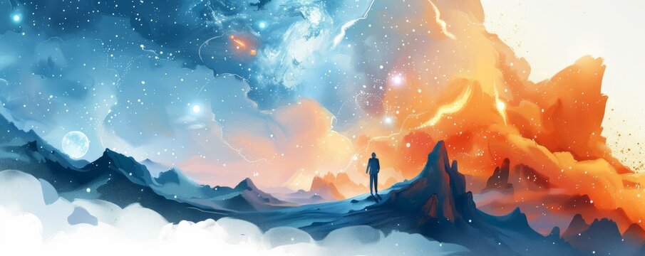 A parallel universe where magic reigns supreme, with wizards and sorcerers harnessing the elements to shape reality itself.   illustration.