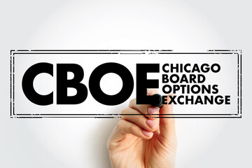 CBOE - Chicago Board Options Exchange acronym text stamp, business concept background