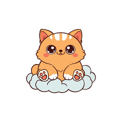 Cloud cat logo design, vector logo design, illustration  