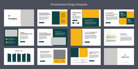 solar energy powerpoint presentation background design Template, company business presentation design profile vector. 