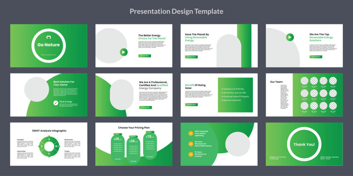 solar energy powerpoint presentation background design Template, company business presentation design profile vector. 
