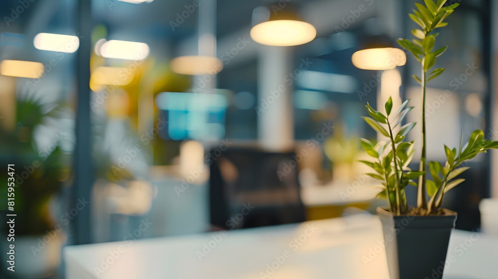Aufkleber business office without people with blurred bokeh background : generative ai