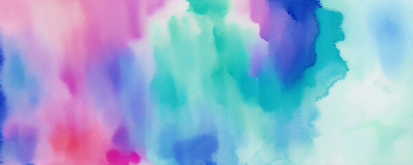 Background abstract fluid watercolor texture with green, blue pink spots. Generated by AI.