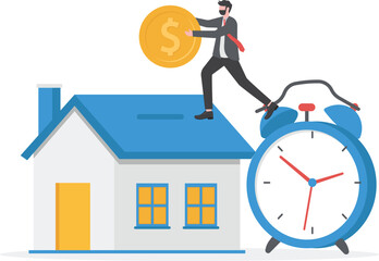 Real estate investment. Investors saving long term to buy a house. vector illustration

