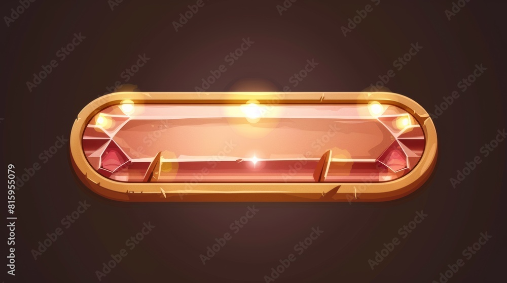 Aufkleber metal border with gem modern design. ancient rectangle rank panel. cartoon long blank board for mobi