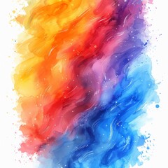 A vibrant watercolor of rainbow hues on a white canvas