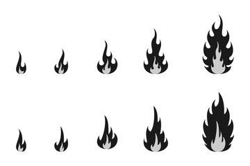 fire flame icon set. vector illustration isolated on white background.