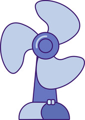 Fan device for air circulation. Portable room fan for room cooling. Summer holiday icon. Simple stroke vector element isolated on white background