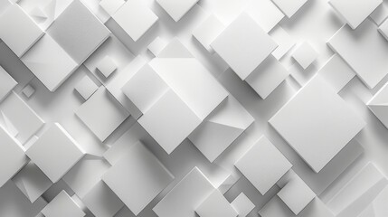 3d Detailed Parallelogram Arrangements on Smooth White Background with Fine Grain