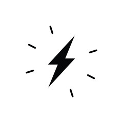 Lightning bolt icon. Simple solid style. Electricity, flash, thunder, spark, shock, light, power, thunderbolt, energy concept. Silhouette, glyph symbol. Vector illustration isolated.