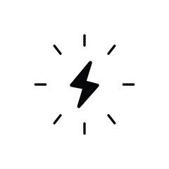 Lightning bolt icon. Simple solid style. Electricity, flash, thunder, spark, shock, light, power, thunderbolt, energy concept. Silhouette, glyph symbol. Vector illustration isolated.