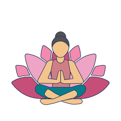 Girl doing yoga design, Positive mind fitness and exercise theme Vector illustration