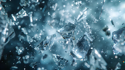 Frozen Clarity: Ice Crystals Suspended in Water