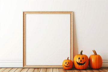 Halloween Decor with Pumpkins and a Mock Frame