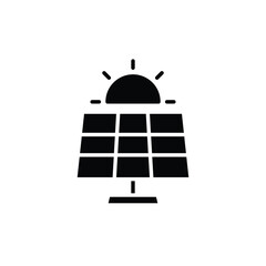 Solar panel icon. Simple solid style. Photovoltaic, sun, installation, roof, generator, heat, sunlight, renewable energy concept. Silhouette, glyph symbol. Vector illustration isolated.