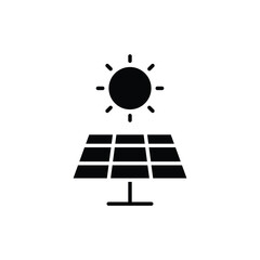 Solar panel icon. Simple solid style. Photovoltaic, sun, installation, roof, generator, heat, sunlight, renewable energy concept. Silhouette, glyph symbol. Vector illustration isolated.