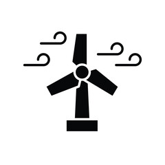 Wind turbine icon. Simple solid style. Wind power, generation, solar, plant, water, factory, electric, renewable energy concept. Silhouette, glyph symbol. Vector illustration isolated.