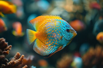 Obraz premium Discus fish showcasing their intricate patterns and vibrant colors.
