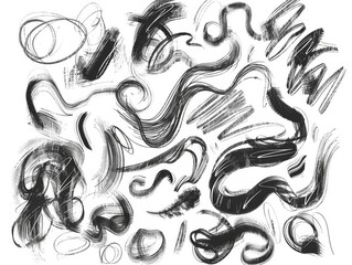 Monochrome art of brush strokes on white background