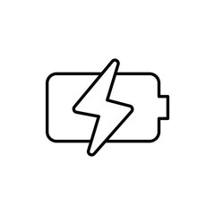 Battery charging icon. Simple outline style. Phone battery, mobile, charger, electric, power, lightning, technology, energy concept. Thin line symbol. Vector illustration isolated.