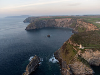 Portreath harbour from the air cornwall uk 