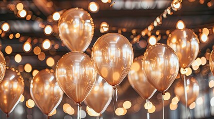 retirement party with gold watch balloons, nostalgic sepia lights, and happy retirement confetti